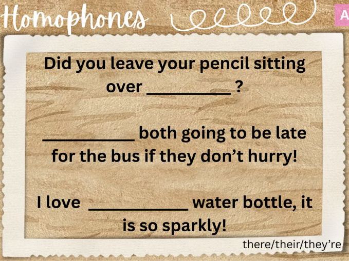 Homophones Revision Resource