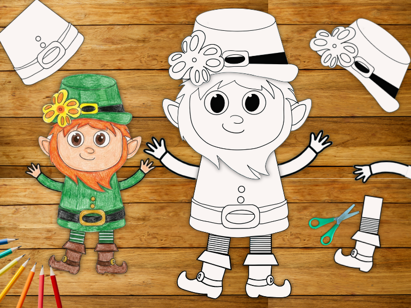 Build a Leprechaun | St Patrick’s Day Cut and Stick | March Craft Activity