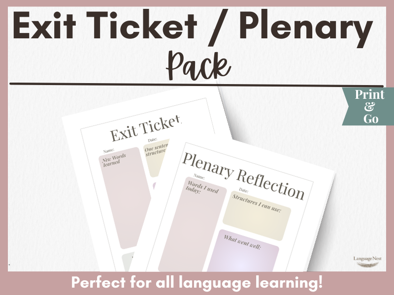 Lesson Plenaries & Exit Tickets (SEL-Friendly): Spanish, French, German, Italian