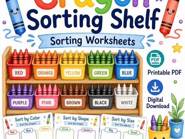 Crayon Sorting Activity Worksheets for Kids