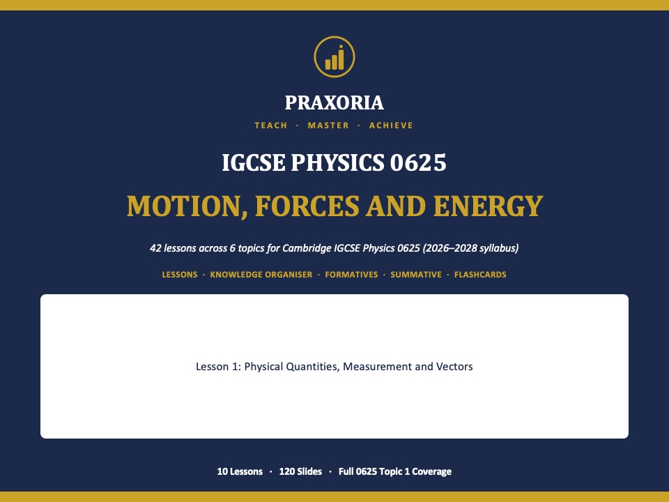 IGCSE Physics (0625) Topic 1- Motion, Forces and Energy FREE SAMPLE Pack