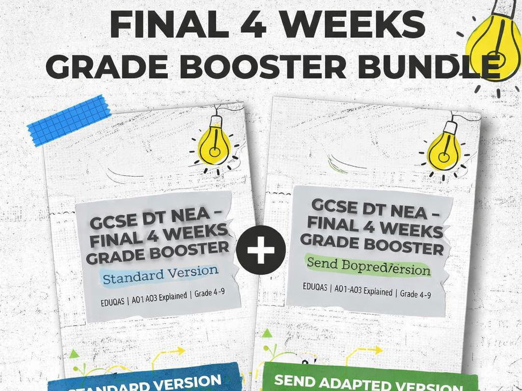 GCSE Design & Technology NEA – Final 4 Weeks Grade Booster Bundle (Standard + SEND Adapted, AO1–AO3, Grades 4–9)