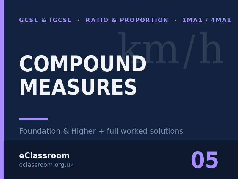 GCSE & iGCSE Compound Measures worksheet