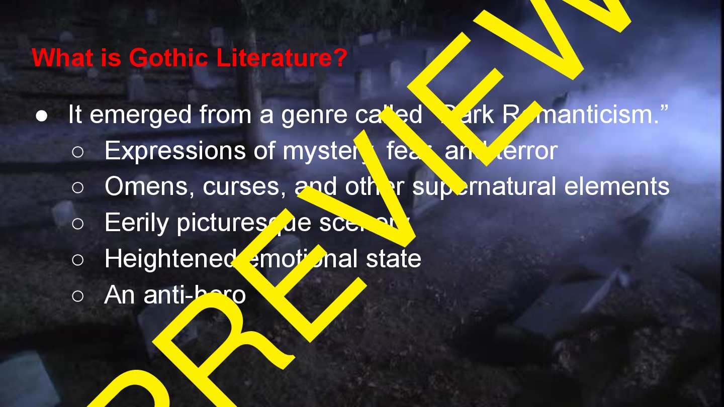 Creative Writing Gothic Horror Unit Plan & Materials Teaching Resources
