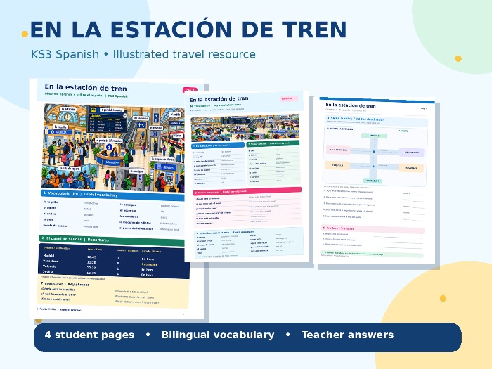En la estación de tren | KS3 Spanish Worksheets