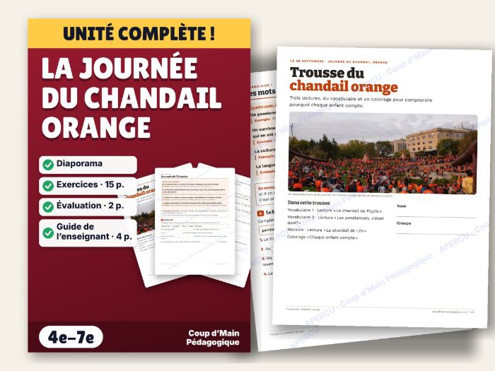 Orange Shirt Day French Reading Mini Unit Grade 4-7 | Chandail orange