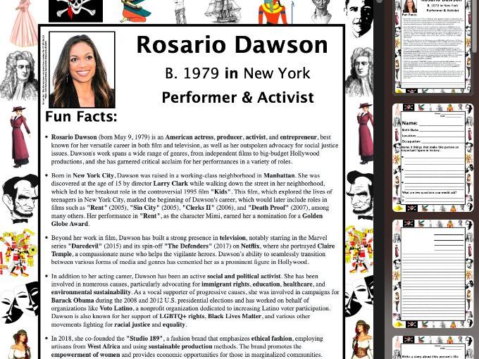 Rosario Dawson PACKET & ACTIVITIES, Important Historical Figures Series