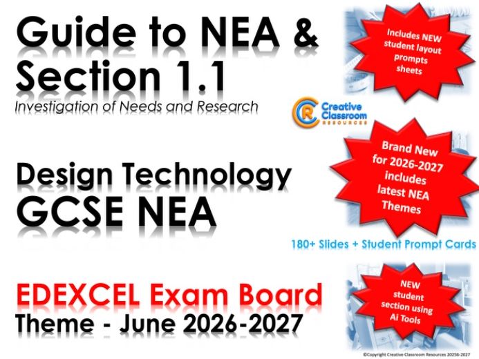 A Teacher’s/student’s guide to the NEW DT GCSE EDXCEL/PEARSON NEA themes for 2026-2027 Section 1.1.