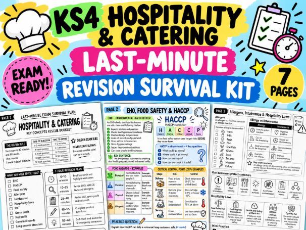 WJEC Hospitality & Catering Exam Survival Kit