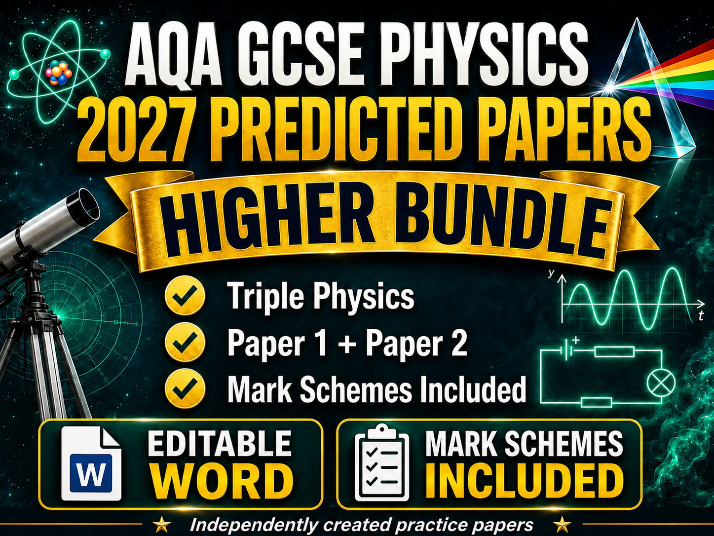 AQA GCSE Physics Higher 2027 Predicted Papers Bundle