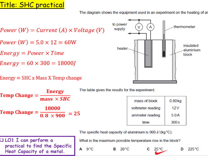 Specific Heat Capacity Practical for IGCSE Physics 0625 CIE Unit 2