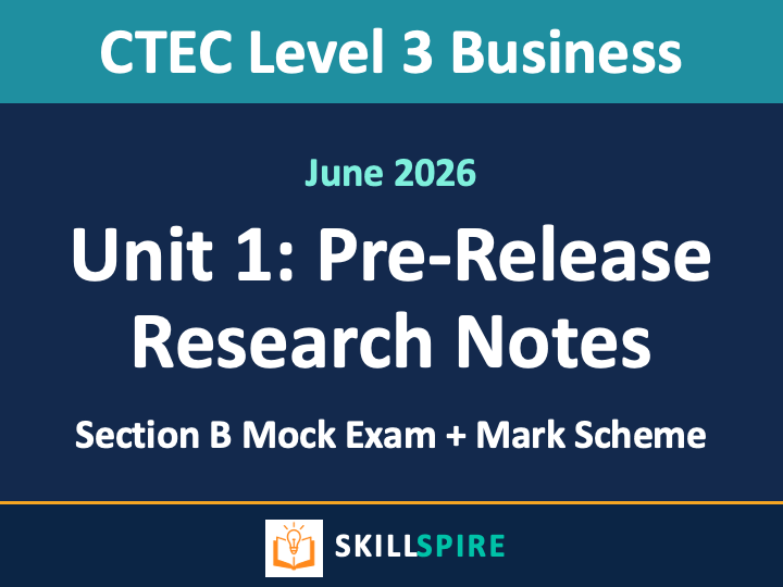 CTEC L3 Business Unit 1 | JUNE 2026 Pre-Release Research Notes + Section B Questions