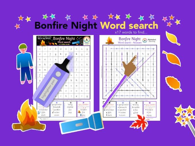 Wordsearch - Bonfire Night, x17 words to find