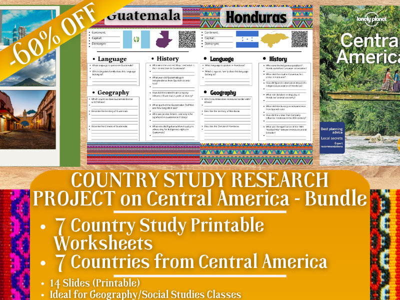 Country Study Research Project - Central America - Social Studies Report - Bundle -60% OFF
