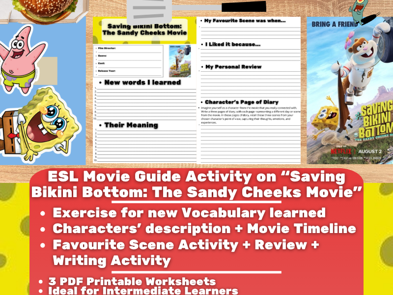 ESL Movie Guide Worksheets - Saving Bikini Bottom: The Sandy Cheeks Movie