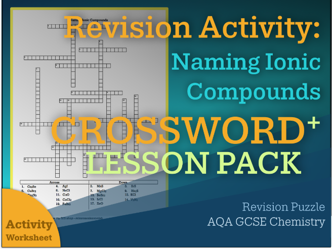 Naming Ionic Compounds Crossword+ Lesson Pack || Paper 1 | Revision Puzzle