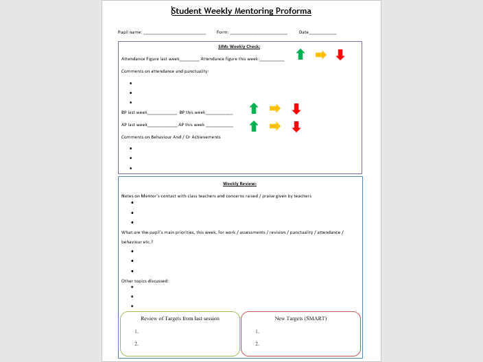 Student Weekly Mentoring Proforma