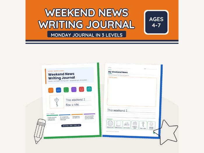 Weekend News Writing Journal for KS1