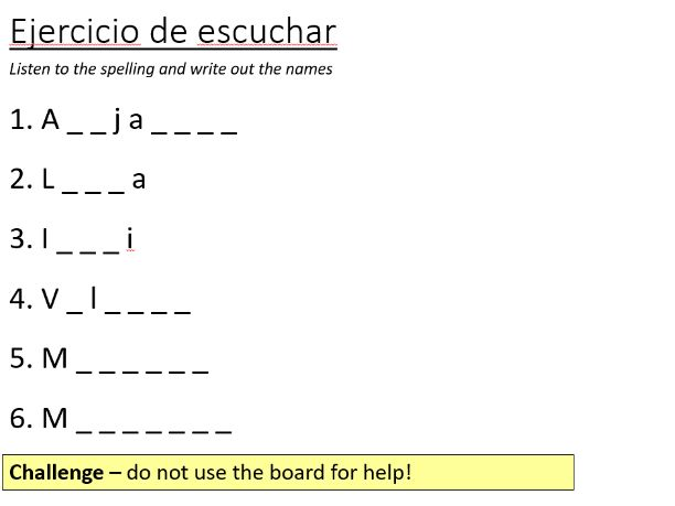 Year 7 Spanish Lesson 2 - Como se escribe