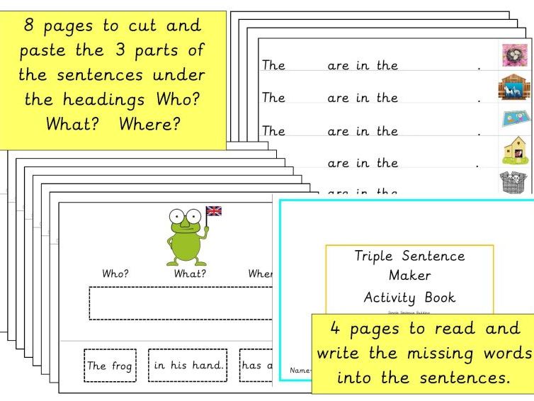 Triple Sentence Maker Activity Book Teaching Resources