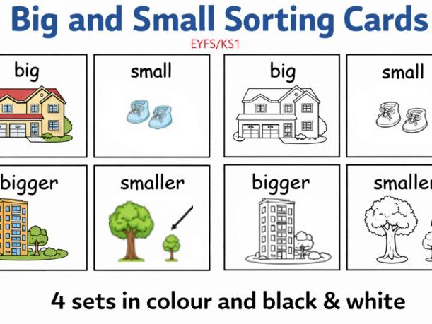 Big and Small Sorting Cards EYFS and KS1