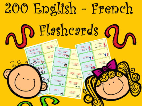 200 English French speaking cards (A1 & A2)