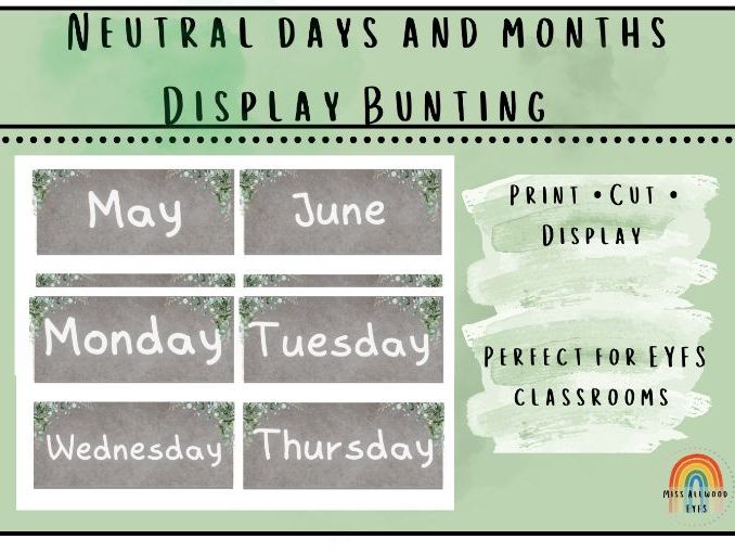 Neutral Days & Months Display Set
