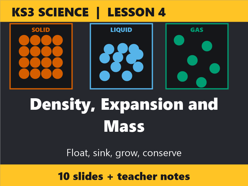Density, Expansion and Conservation of Mass, KS3 Particle Model Lesson, PowerPoint, with Worksheets