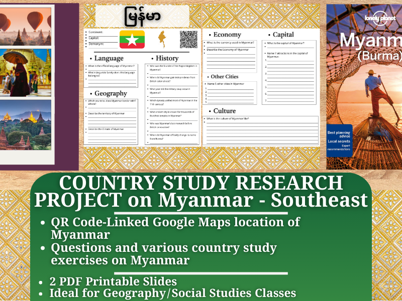 Country Study Research Project - Myanmar - Social Studies - Southeast Asia