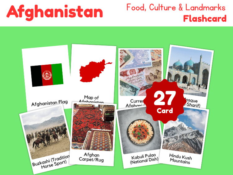 Afghanistan Geography Flashcards | 27 Printable Country Study Cards