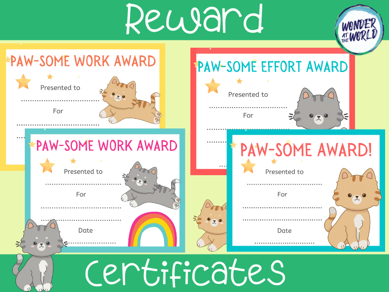 Paw-some cats reward certificates
