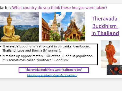 KS3 RE – Buddhism Around the World: Thailand, Japan & the UK (Lesson + Worksheet)