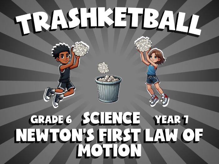 Newton's First Law of Motion TRASHKETBALL Science Game | No-Prep Year 7 Review Activity