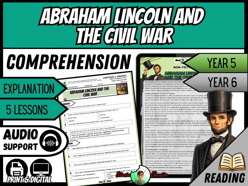 Abraham Lincoln and the Civil War | Reading Comprehension | Year 5&6