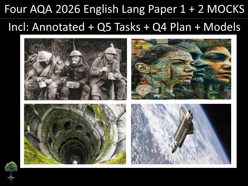Four AQA 2026 English Language Paper  1 & 2 | Annotated, Q5 Tasks , Q4 Plan, Models