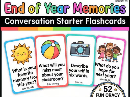 End of Year Activities Conversation Starters | Reflection Cards Morning Meeting