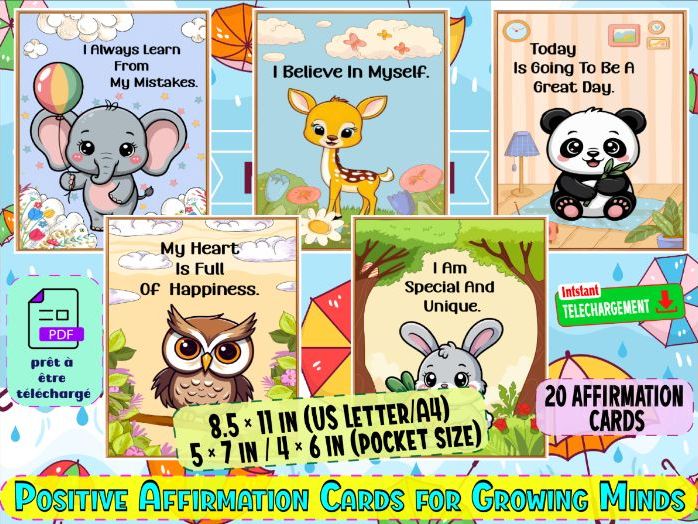 Positive Affirmation Cards for Growing Minds