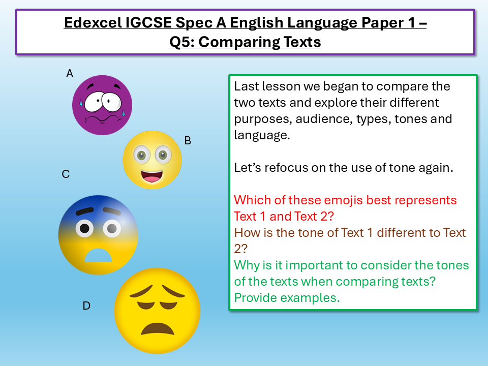 Edexcel IGCSE English Language Paper 1 Q5