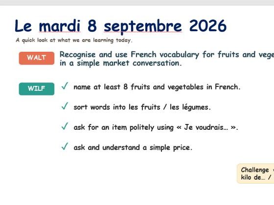 French Fruits & Vegetables KS2 Lesson Pack