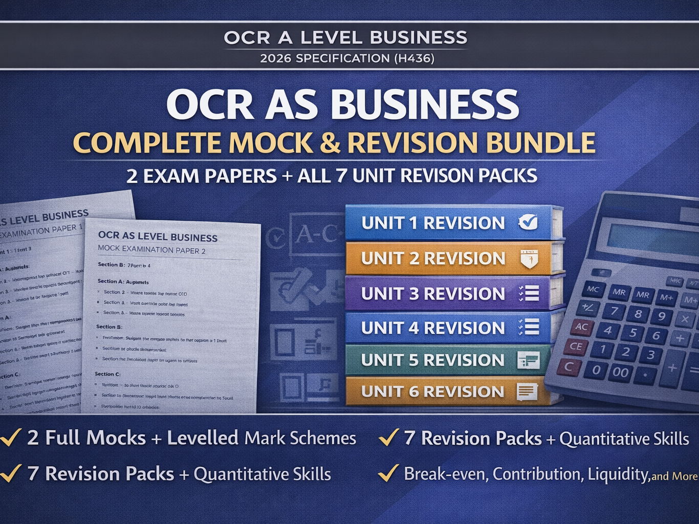 OCR AS Business (H436 2026) – Complete Mock & Revision Bundle | 2 Exam Papers + Unit Revision Packs