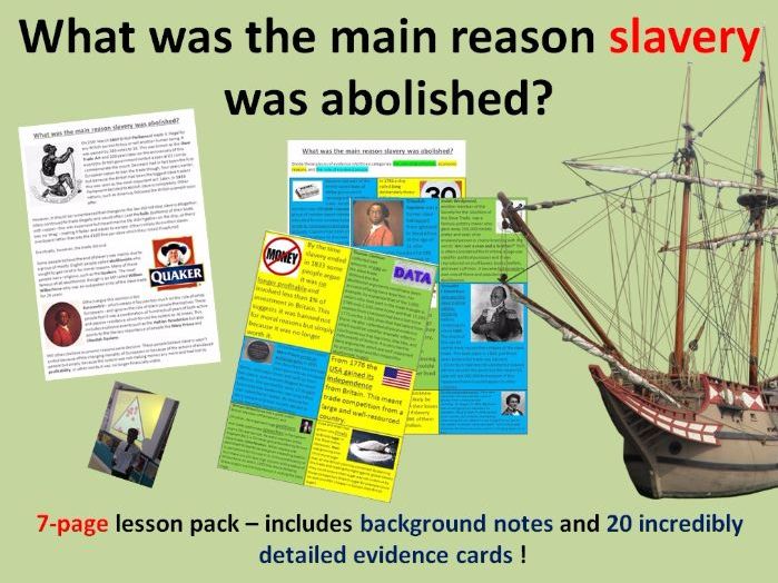 Slavery and abolitionism - 7-page full lesson (notes, card sort)