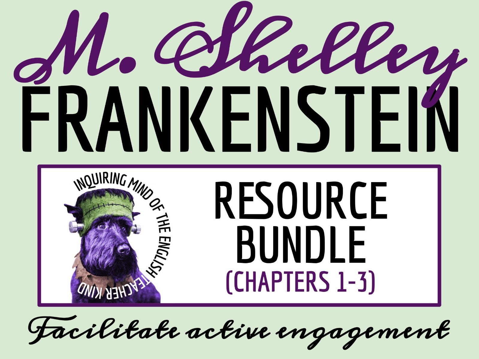 Frankenstein Chapters 1-3 Quiz, Close Reading Worksheet, and Vocabulary Games
