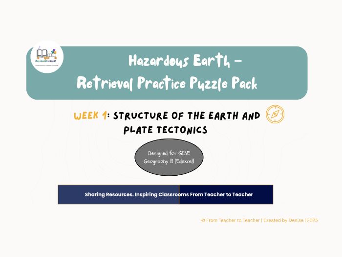 GCSE Geography B – Hazardous Earth Retrieval Practice Puzzle Pack (Week 1: Plate Tectonics)