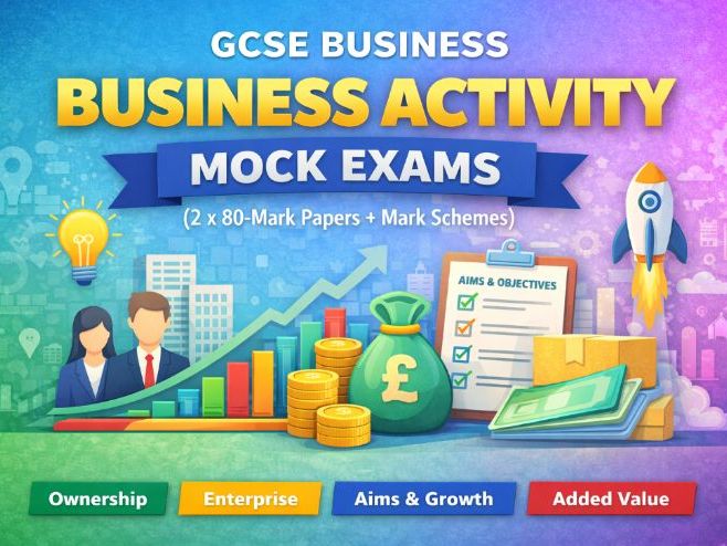 GCSE Business Activity Mock Exams (2 x 80-mark papers) + Full Mark Schemes | Ownership, Aims & Enter