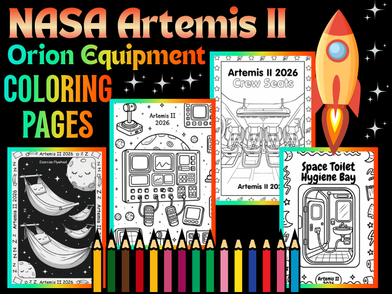 Artemis II Moon Mission Orion Equipment Coloring Pages | NASA STEM Activity for Kids
