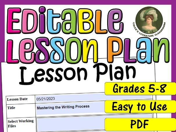 Writing Process : Editable Lesson Plan for Middle School