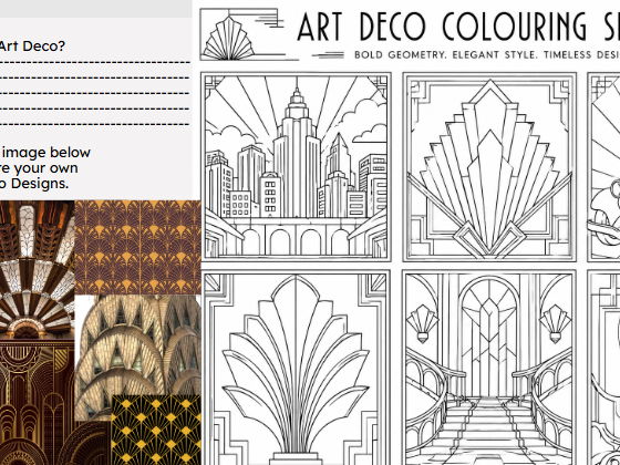Design cover colouring sheet Art Deco