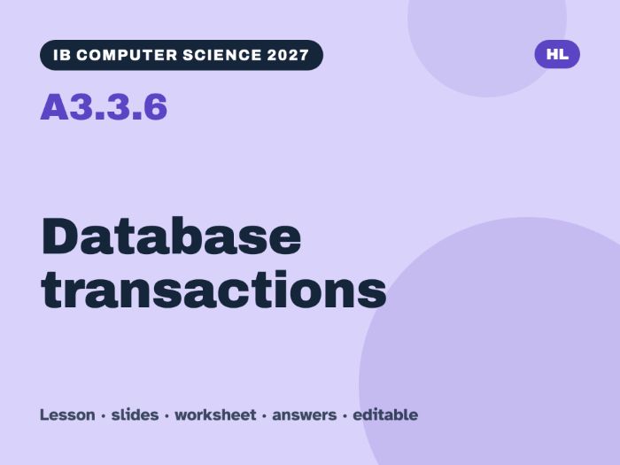 IB Computer Science 2027 – A3.3.6 Database transactions – Lesson & Worksheet