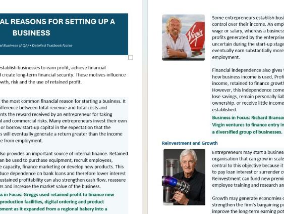 3.1.1 Entrepreneur Specification Notes AQA Business New Specification