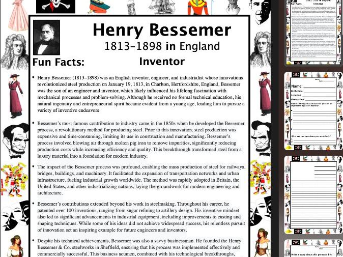 Henry Bessemer PACKET & ACTIVITIES, Important Historical Figures Series